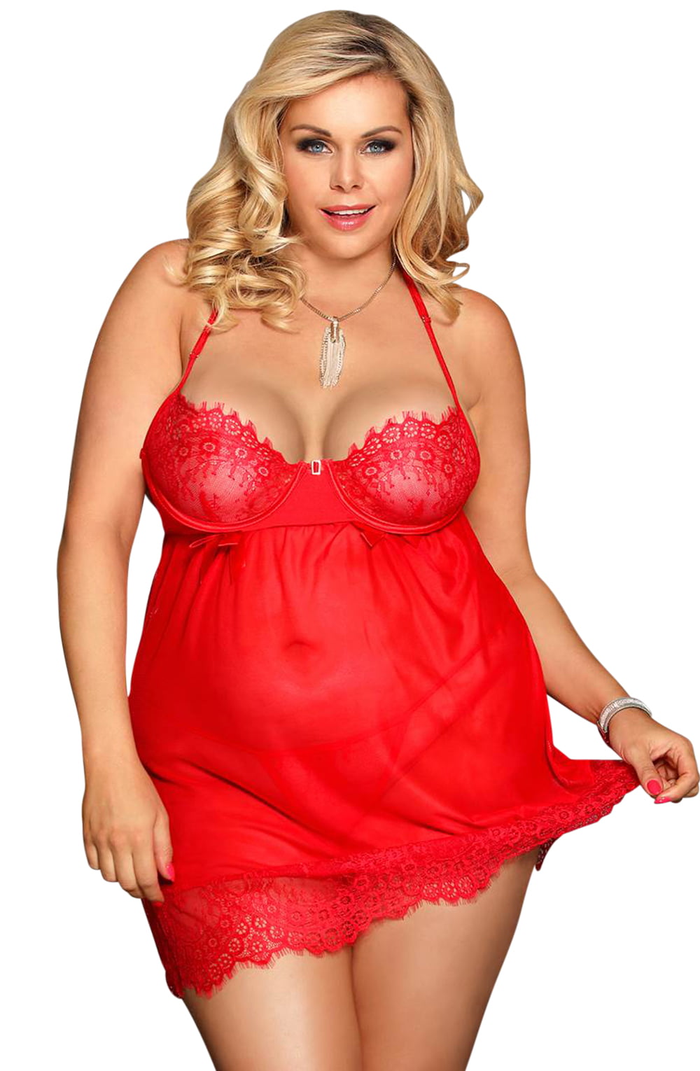 YXQ Red Babydoll Set Plus Sizes Babydolls