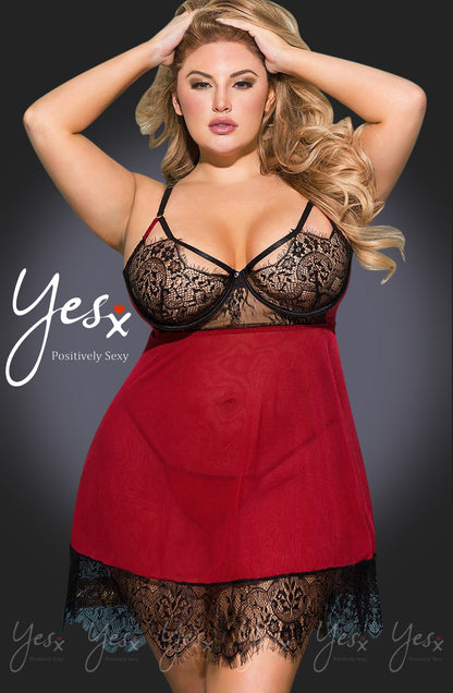 YXQ Black/Red Babydoll Set Plus Sizes Babydolls