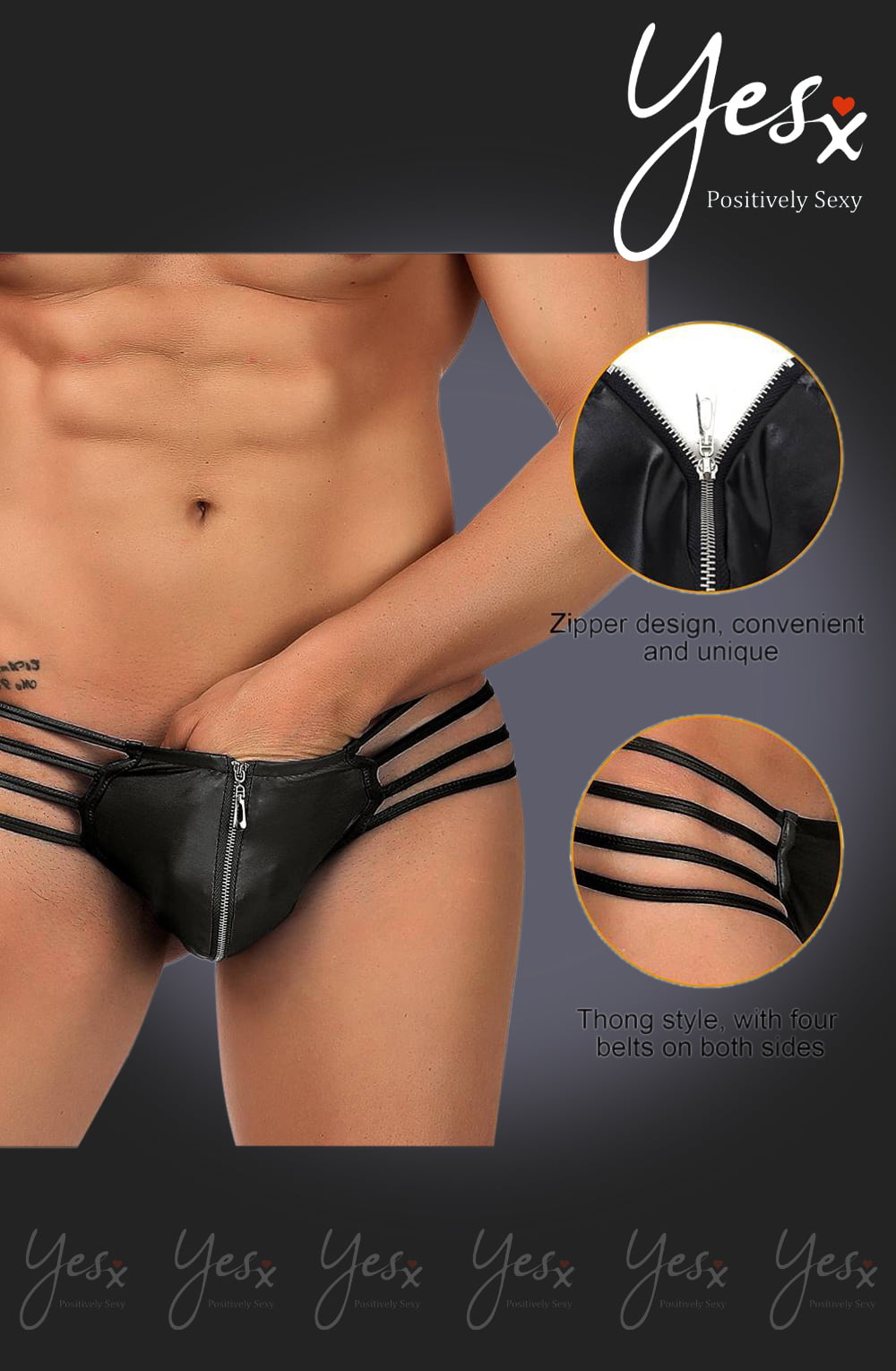 YX Men's Thong Black Men's
