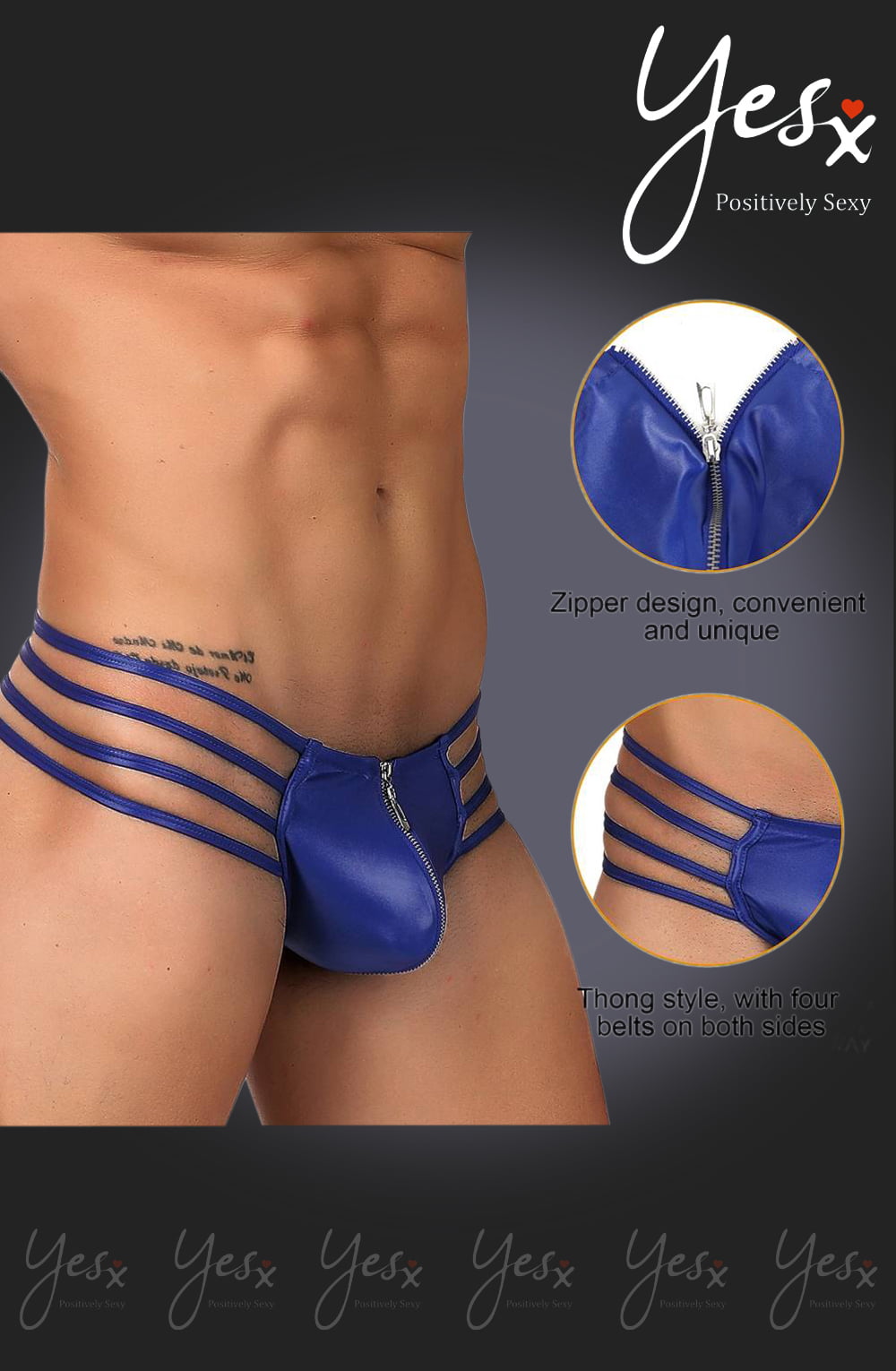 YX Men's Thong Blue Men's