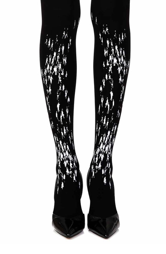 Walking By Black Print Tights Hosiery Tights