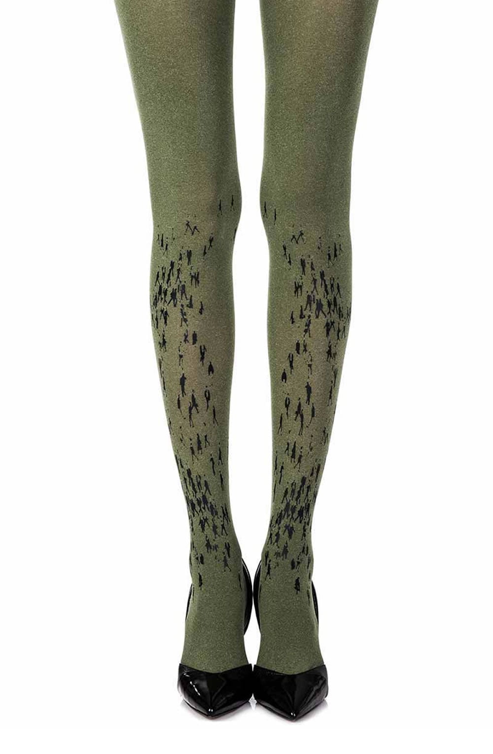 Walking By Green Print Tights Hosiery Hosiery