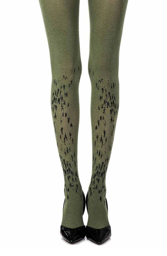 Walking By Green Print Tights Hosiery Hosiery