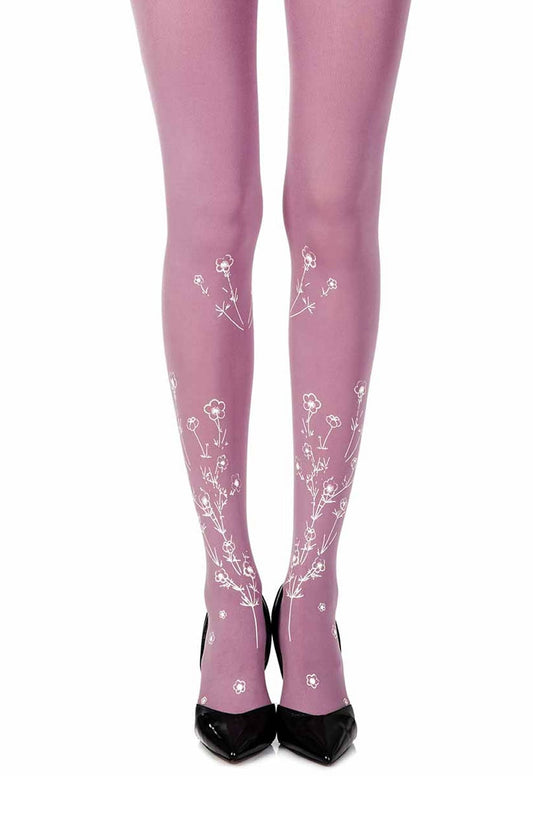 Wild Roses Violet Print Tights Hosiery Hosiery