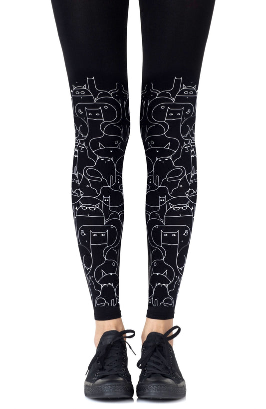 Cat Lady Black Footless Tights Hosiery Tights