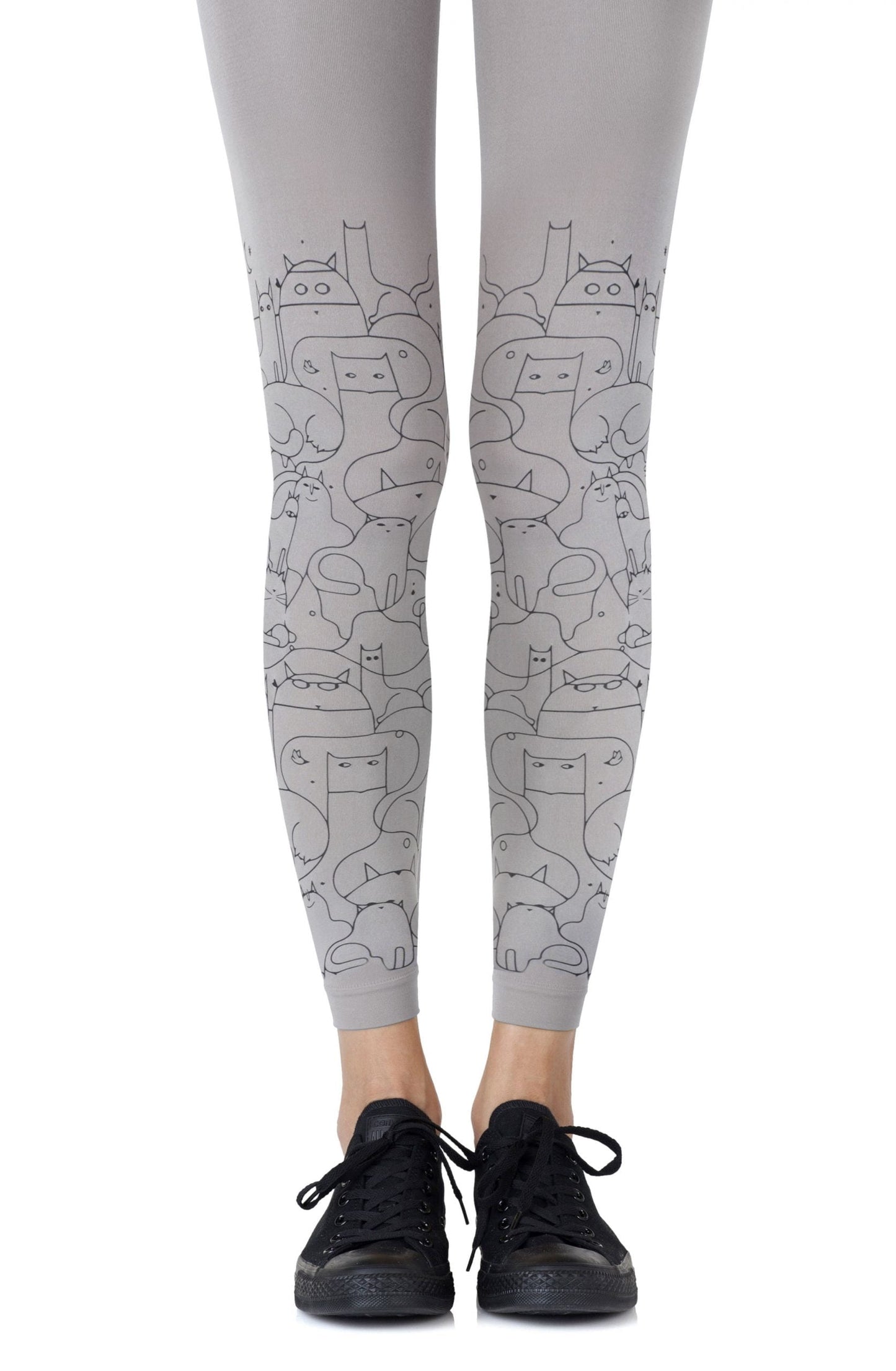 Cat Lady Grey Footless Tights Hosiery Tights