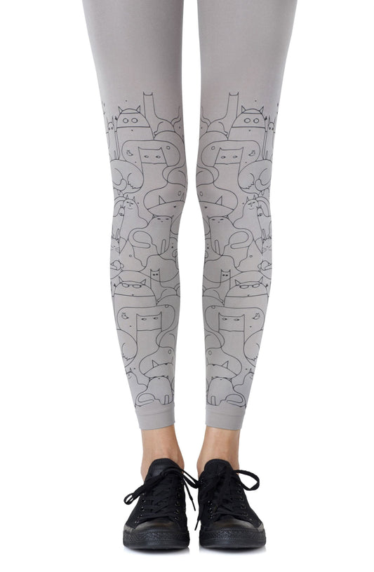 Cat Lady Grey Footless Tights Hosiery Tights