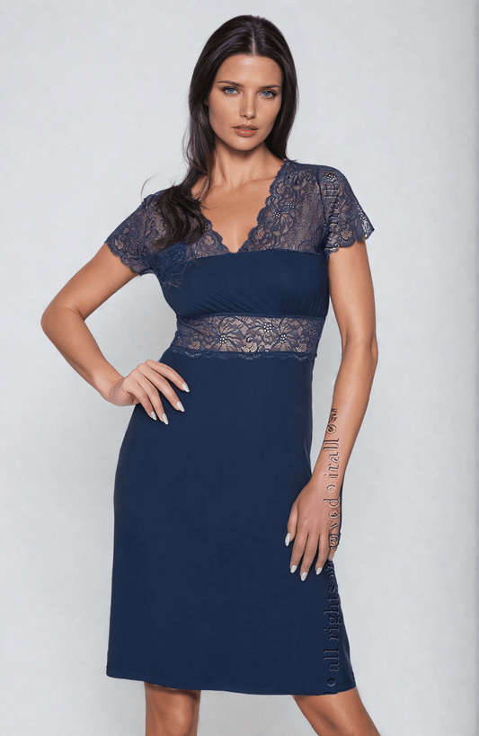 Cameron Nightdress Navy Blue S-XL Bedroom Wear Nightwear