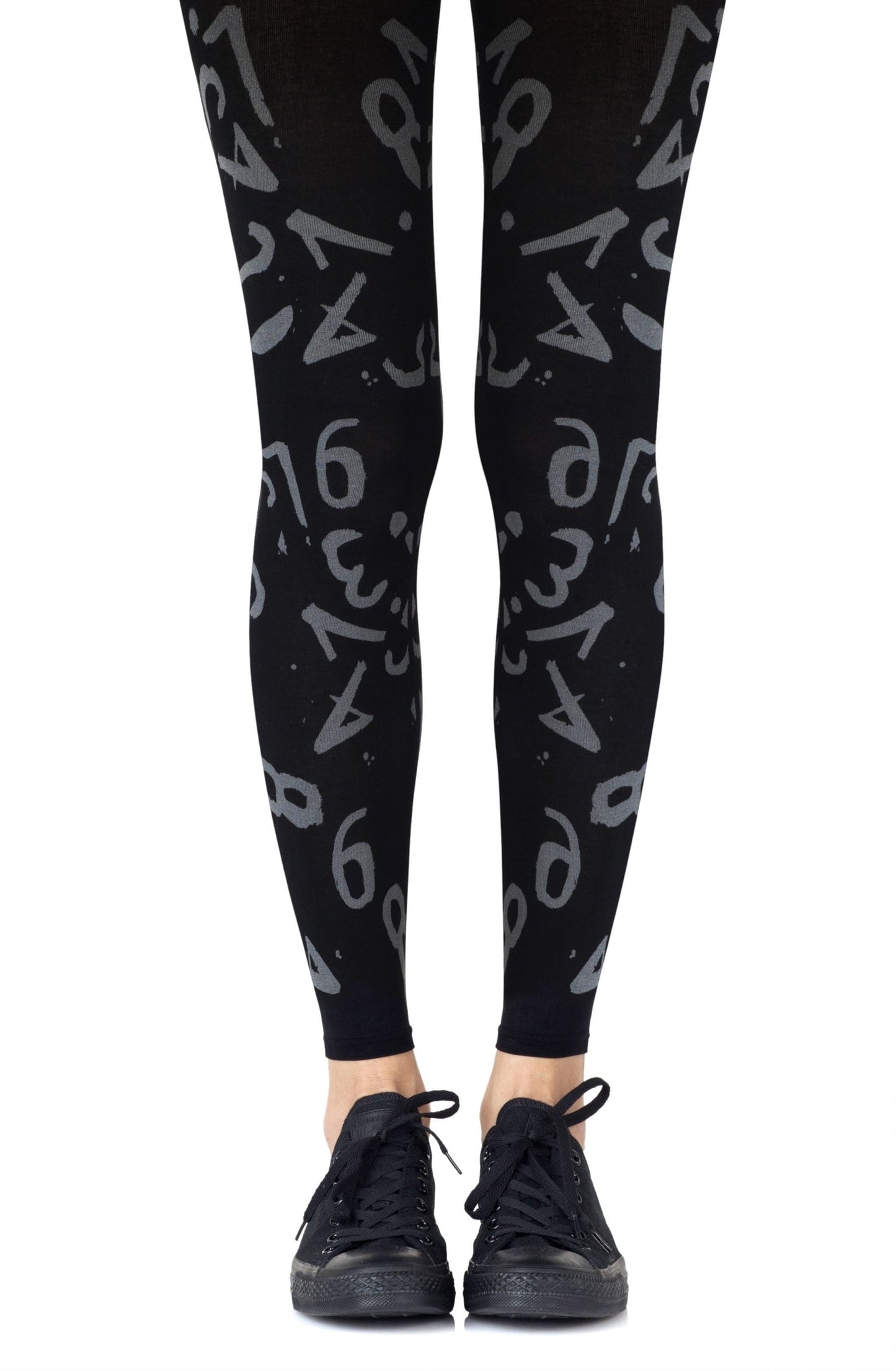 Lucky Number Light Grey Print Footless Tights Hosiery Tights