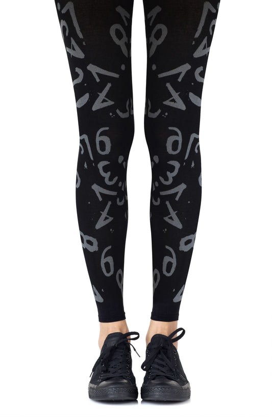 Lucky Number Light Grey Print Footless Tights Hosiery Tights