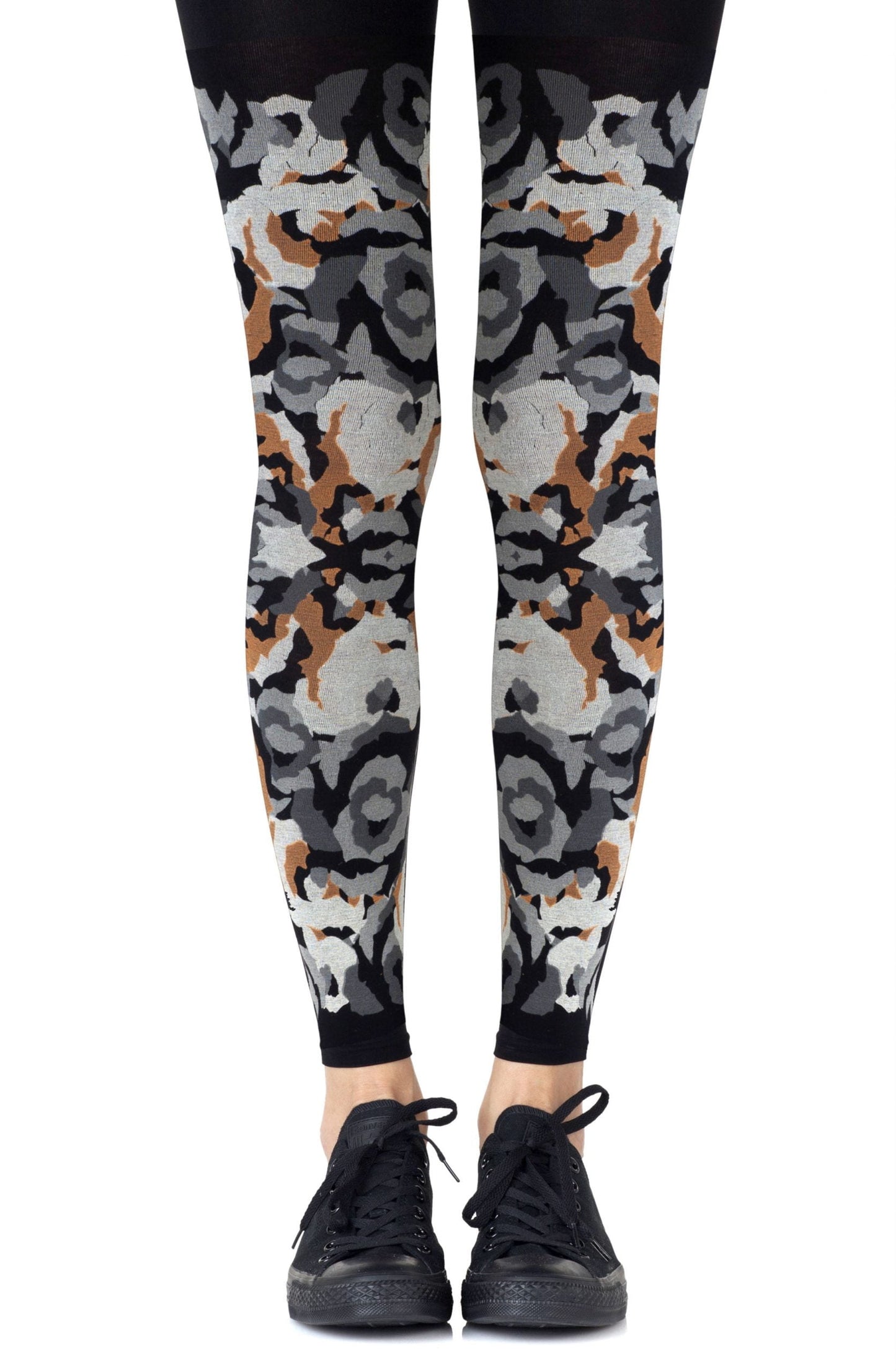 Earth Goddess Grey Orange Footless Tights Hosiery Tights