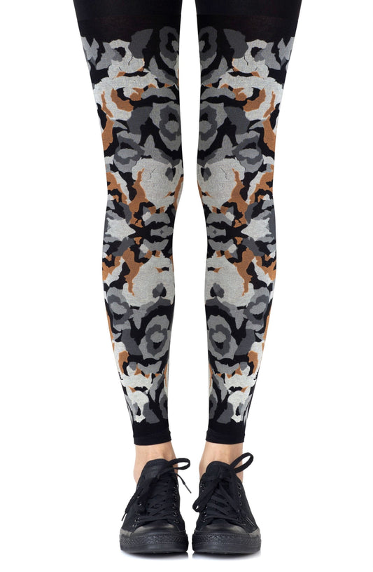 Earth Goddess Grey Orange Footless Tights Hosiery Tights
