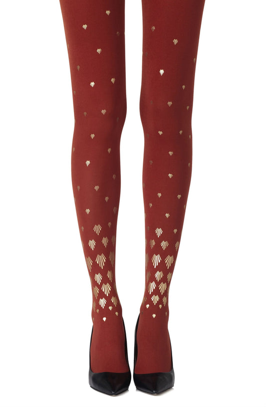 Shell Out Rust Print Tights Hosiery Tights