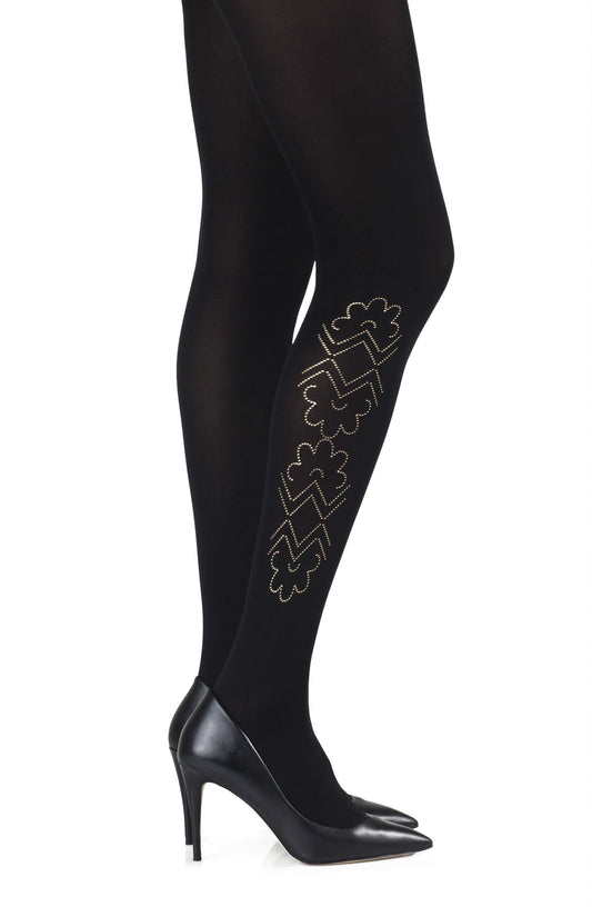 Caught In The Metal Black Print Tights Hosiery Tights