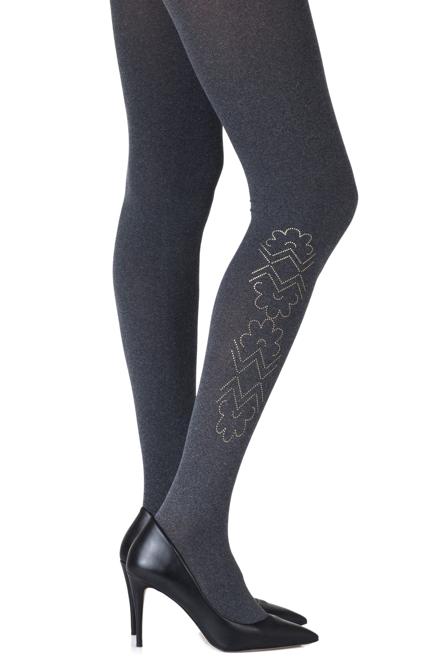 Caught In The Metal Heather Grey Print Tights Hosiery Tights