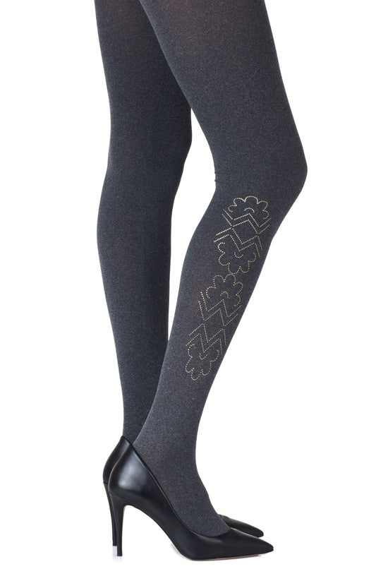 Caught In The Metal Heather Grey Print Tights Hosiery Tights