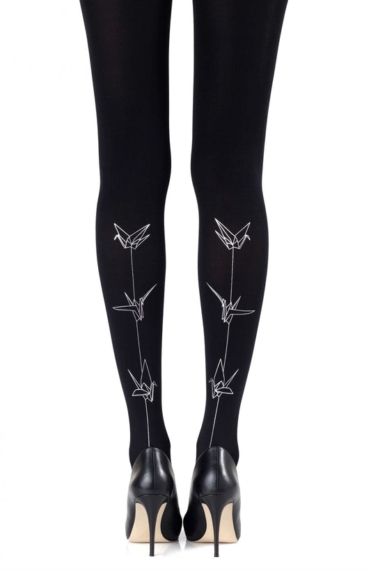 Paper Planes Silver Print Tights Hosiery Tights