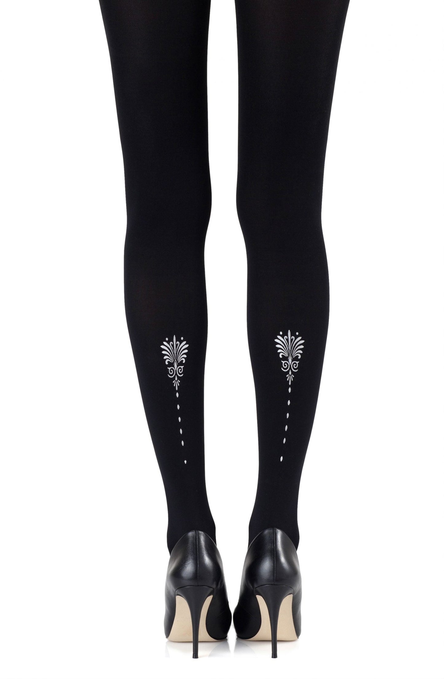 Vine And Dash Silver Print Tights Hosiery Tights