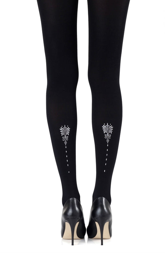 Vine And Dash Silver Print Tights Hosiery Tights