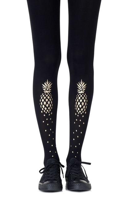 If You Like Piña Coladas Gold Print Tights Hosiery Tights