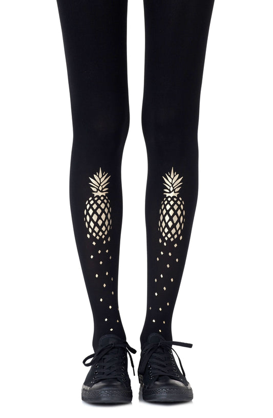 If You Like Piña Coladas Gold Print Tights Hosiery Tights