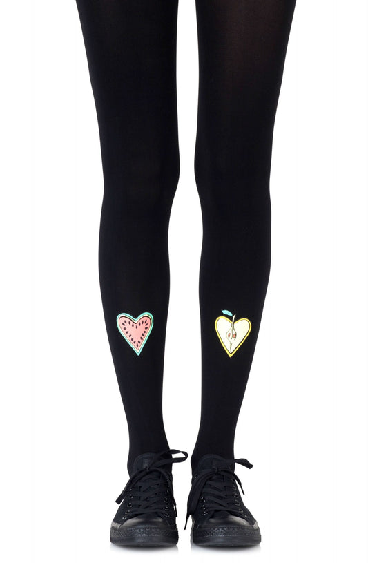 Fruit Cocktail Black Print Tights Hosiery Tights