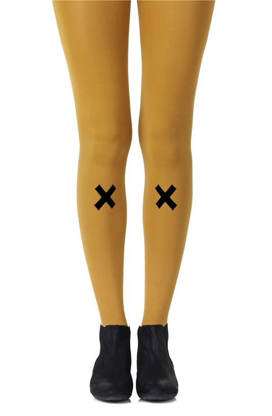 If You Like Piña Coladas Mustard Print Tights Hosiery Tights