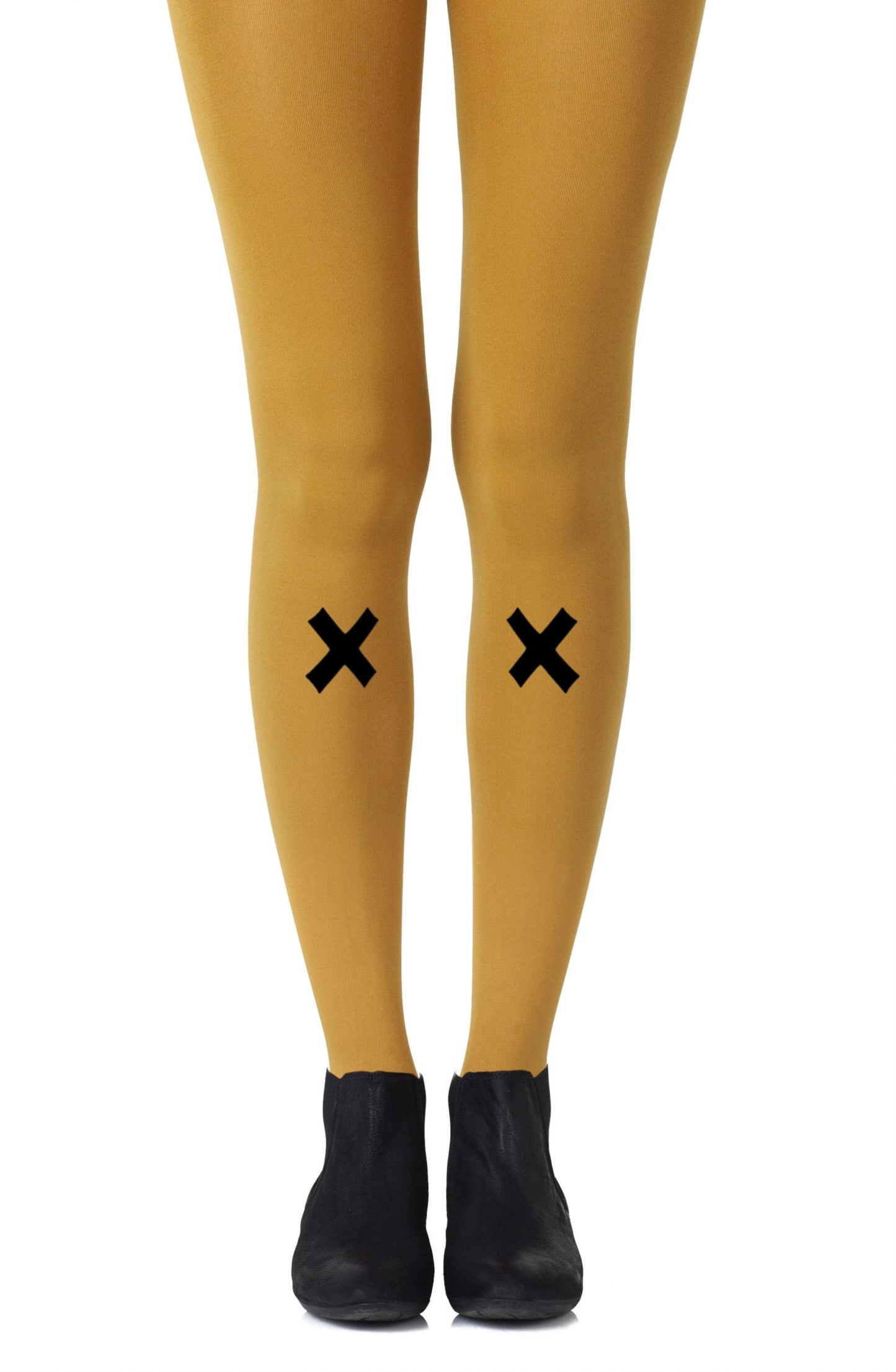 Kiss and Tell Mustard Print Tights Hosiery Tights