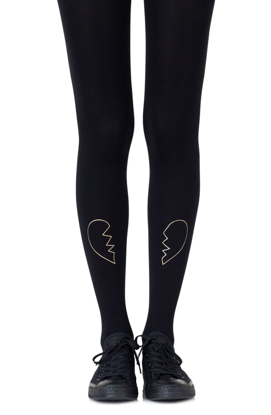 Heartbreaker Gold Print Tights Hosiery Tights