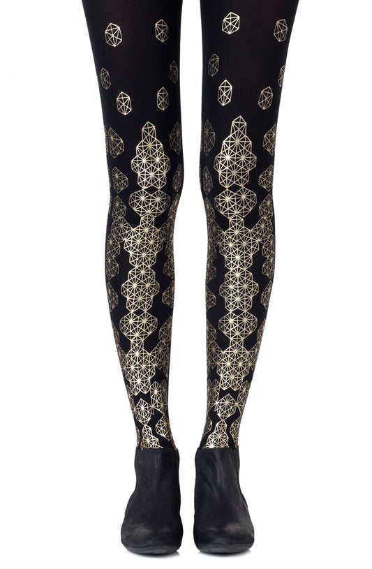 Queen Bee Gold Print Tights Hosiery Tights