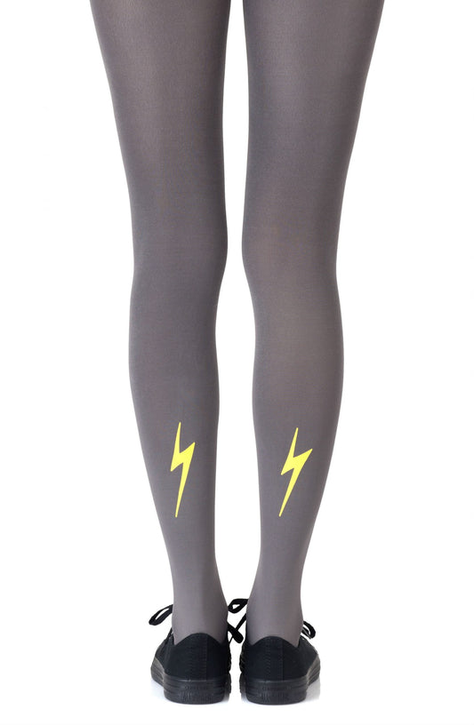 Electric Feel Yellow Print Tights Hosiery Tights