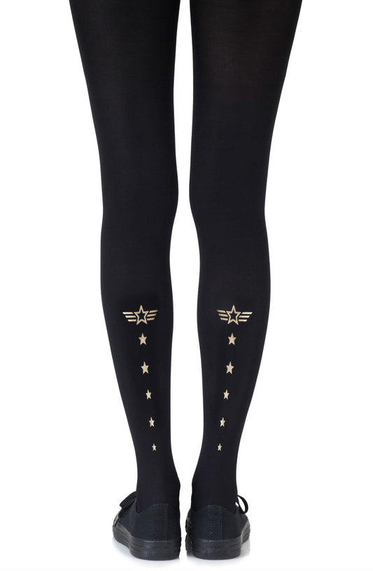 Top Gun Gold Print Tights Hosiery Tights