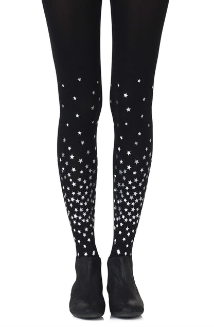 Rise And Shine Silver Print Tights Hosiery Tights