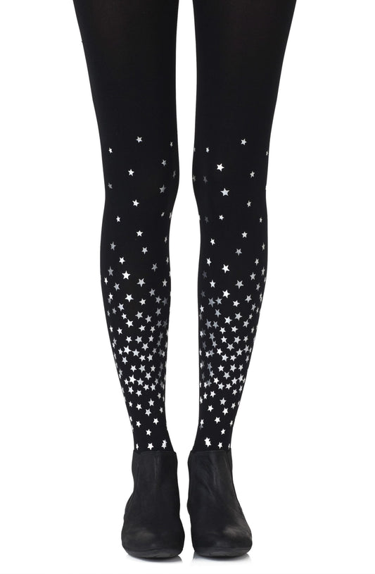 Rise And Shine Silver Print Tights Hosiery Tights