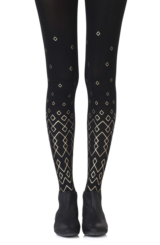 Diamonds Are Forever Black Print Tights Hosiery Tights