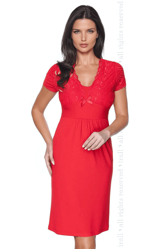 Gia Red Nightdress Bedroom Wear Nightwear