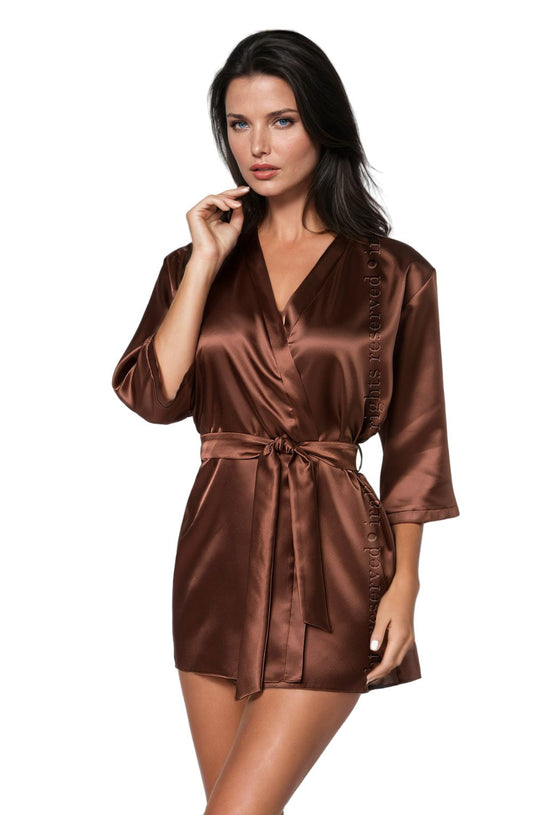 Aria Dressing Gown Chocolate Plus Sizes Nightwear