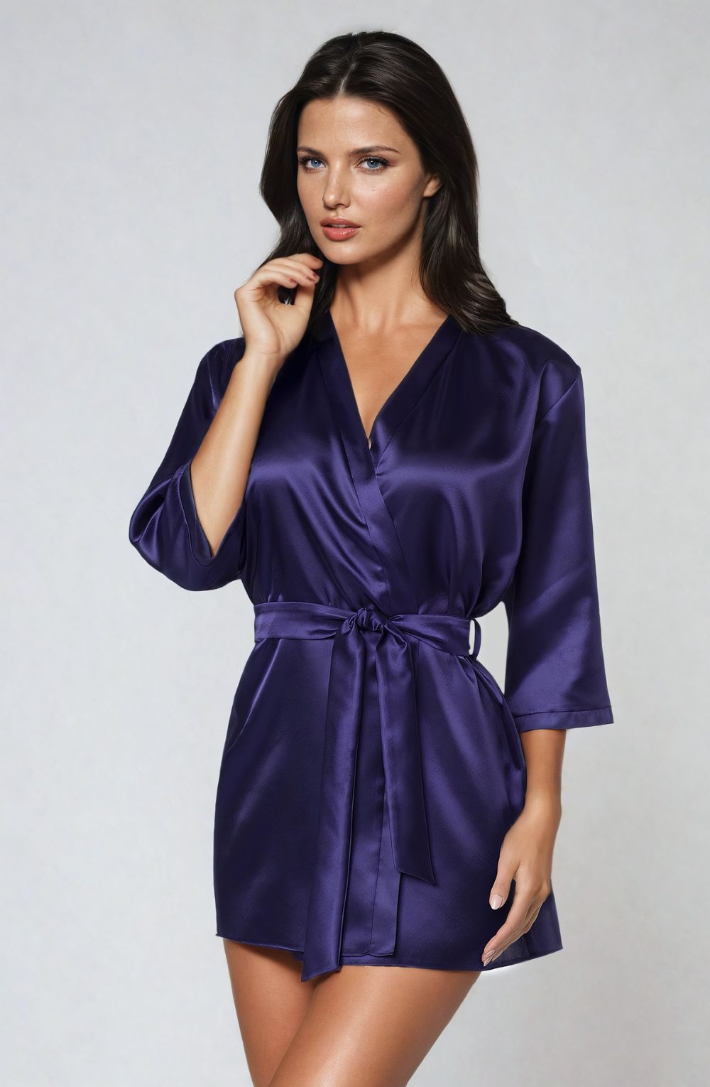 Aria Dressing Gown Navy Nightwear Robes