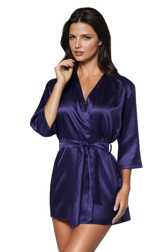 Aria Dressing Gown Navy Nightwear Robes