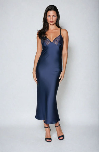 Yoko Nightdress Navy Blue Bedroom Wear Nightwear