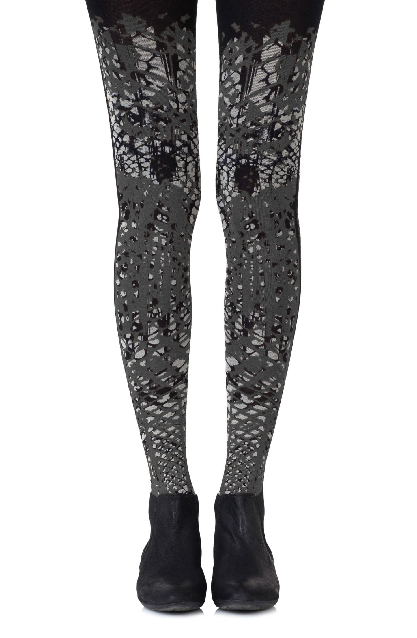 Tip The Scale Light Grey Print Tights Hosiery Tights