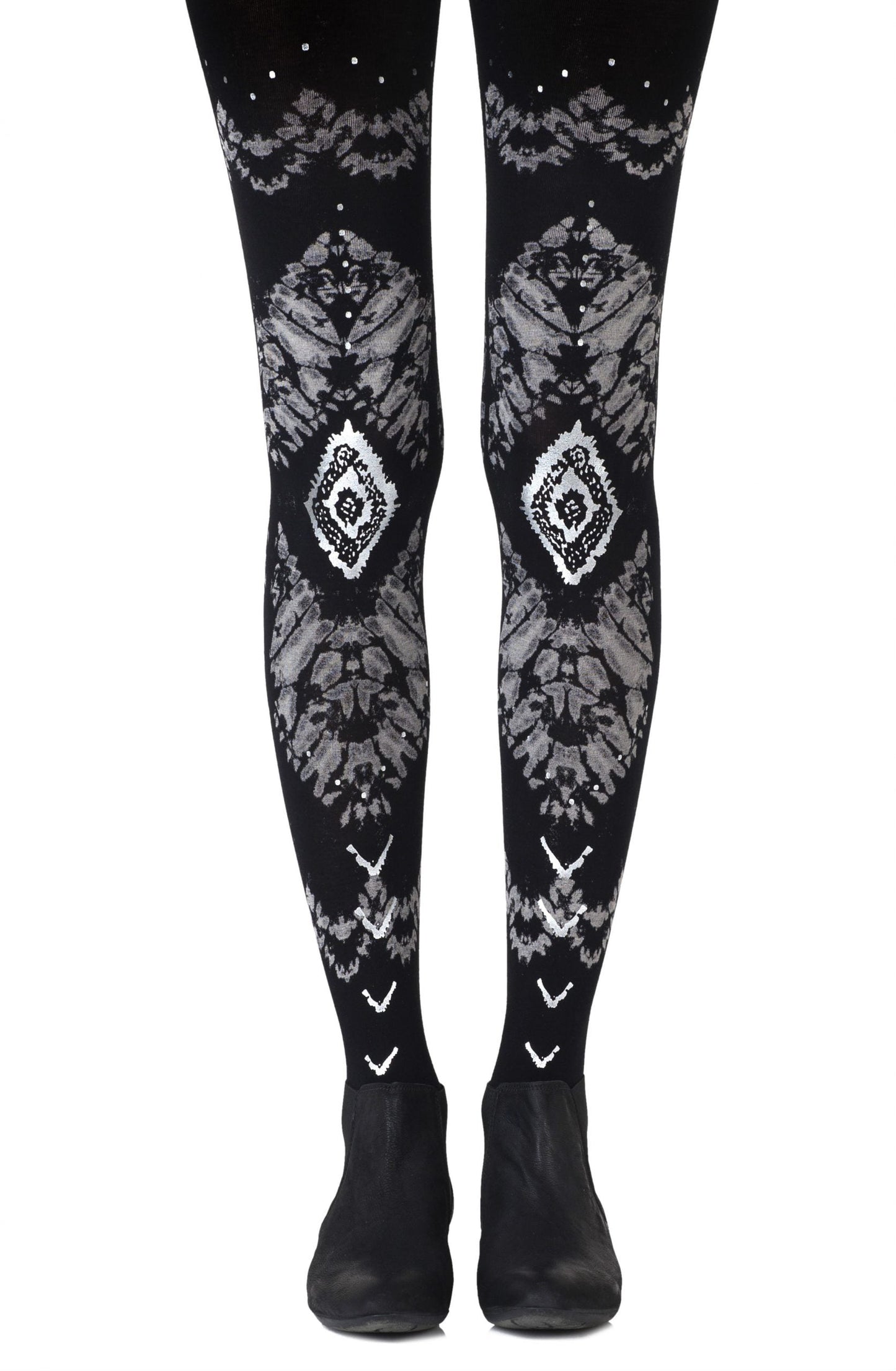 The Long And Winding Road Black Print Tights Hosiery Tights