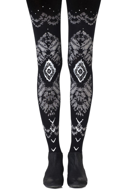 The Long And Winding Road Black Print Tights Hosiery Tights