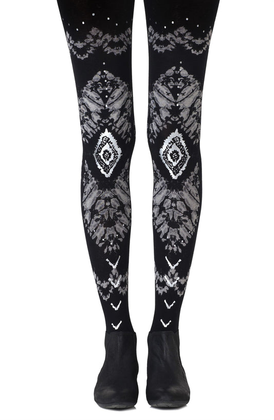 The Long And Winding Road Black Print Tights Hosiery Tights