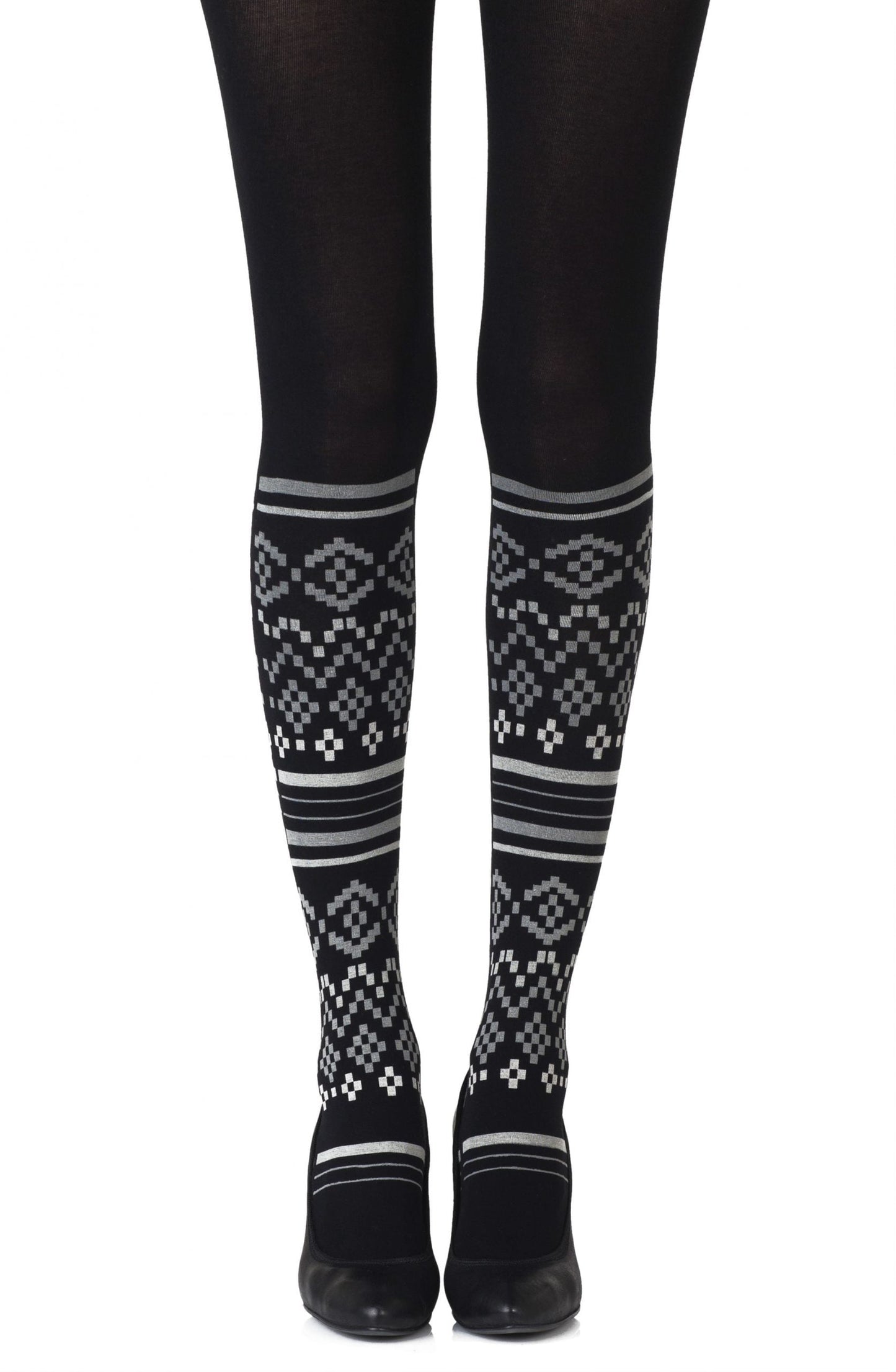 Too Cool Light Grey Print Tights Hosiery Tights