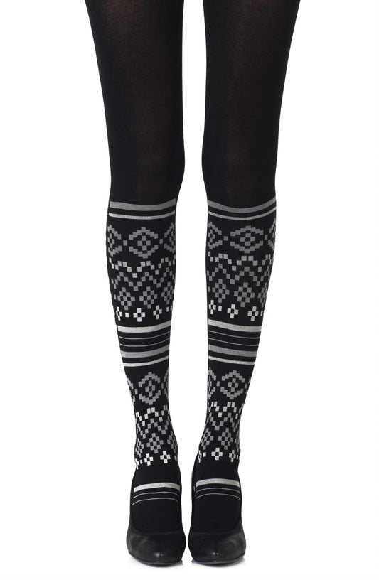 Too Cool Light Grey Print Tights Hosiery Tights