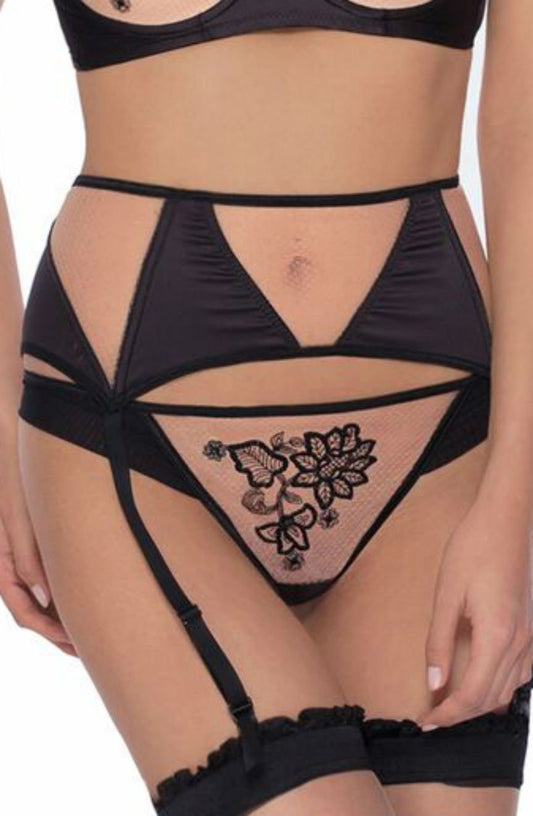 Mehendi Suspender Belt Black Everyday Lingerie Sets