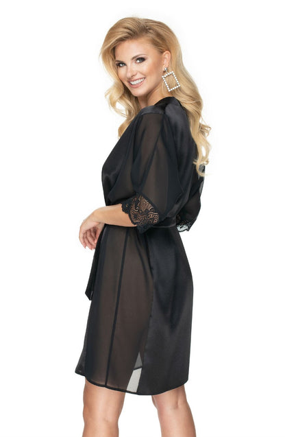 Sharon Dressing Gown Black Bedroom Wear Nightwear