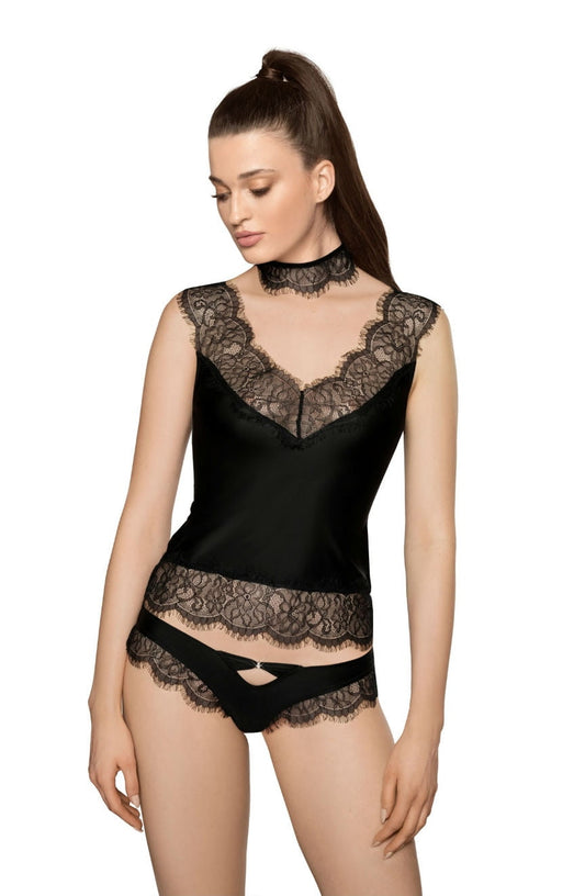 Sija Black Shirt Bedroom Wear Lingerie Sets