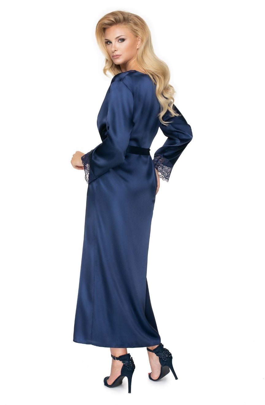 Yoko Dressing Gown Navy Blue Bedroom Wear Nightwear